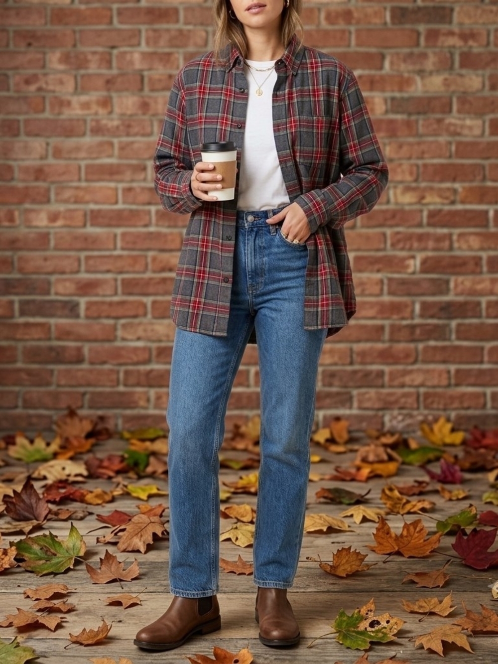 L.L. Bean Plaid Flannel Shirt Slightly Fitted Charcoal Tartan Women's SM
